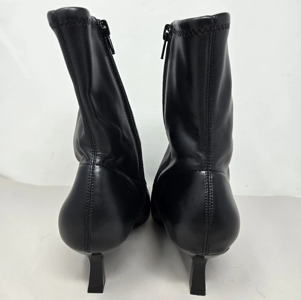Abound Womens Ankle Boots Sz 8.5M Aberinn Black Faux Leather Kitten Heel Classic